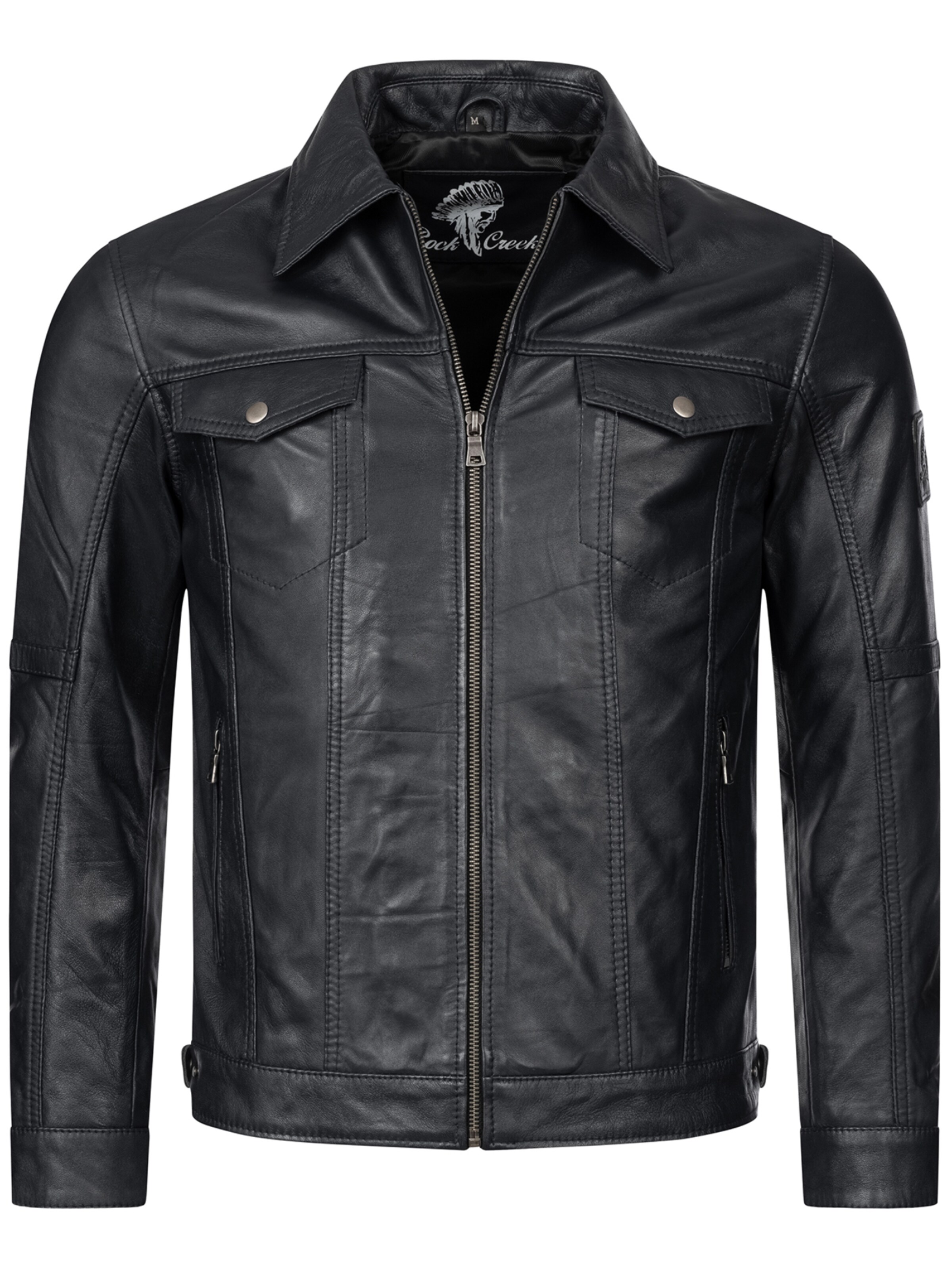 Rock Creek Lederjacke in Schwarz: Vorderseite