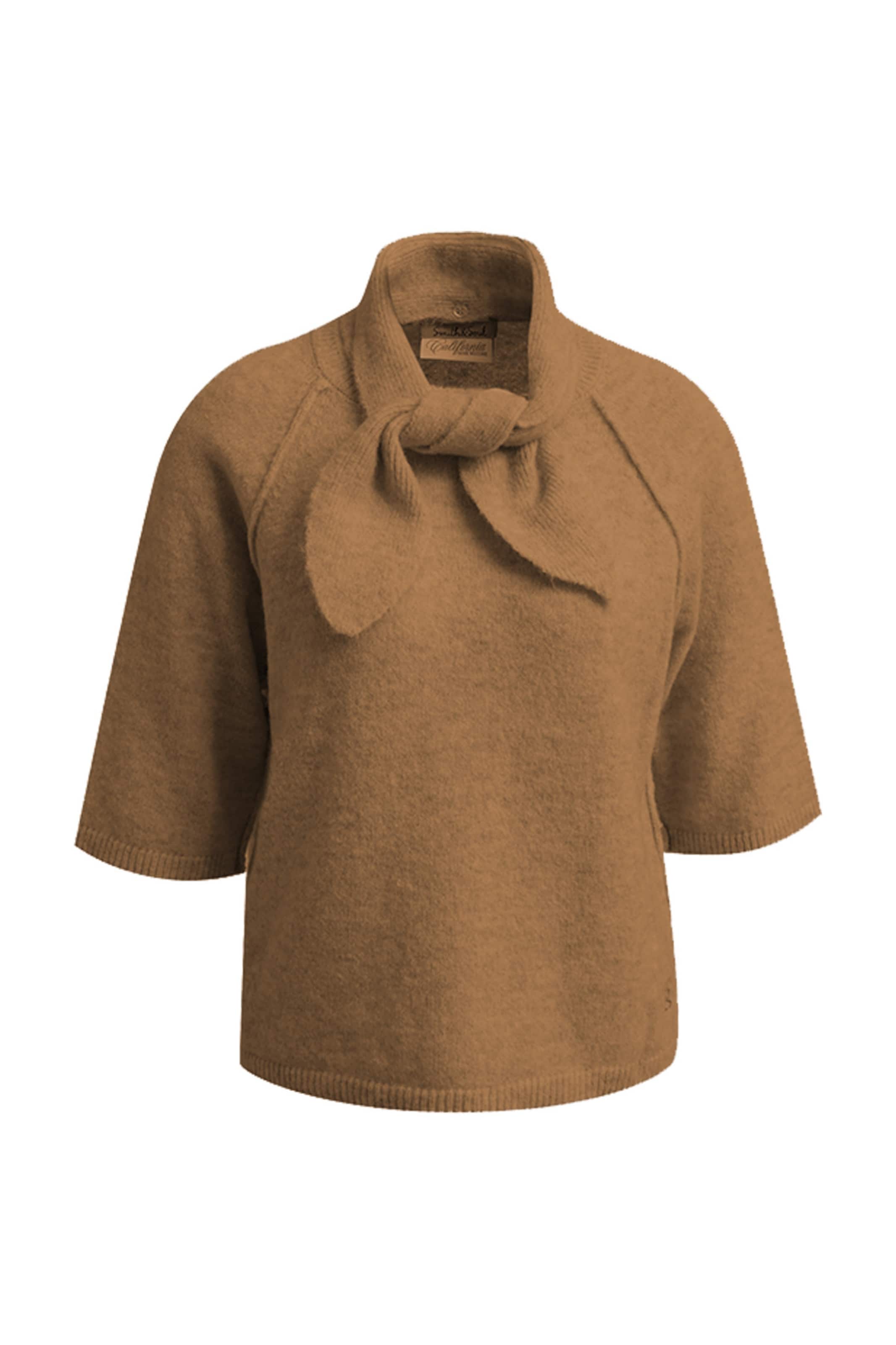 Smith&Soul Kurzarm-Pullover mit Schalkragen in Braun: Vorderseite
