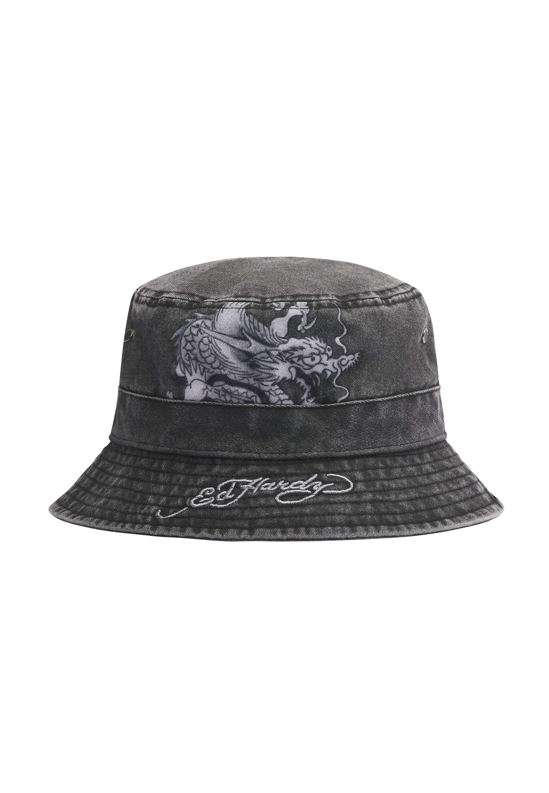 Ed Hardy Шляпа 'Crawling Dragon' в Серый: спереди