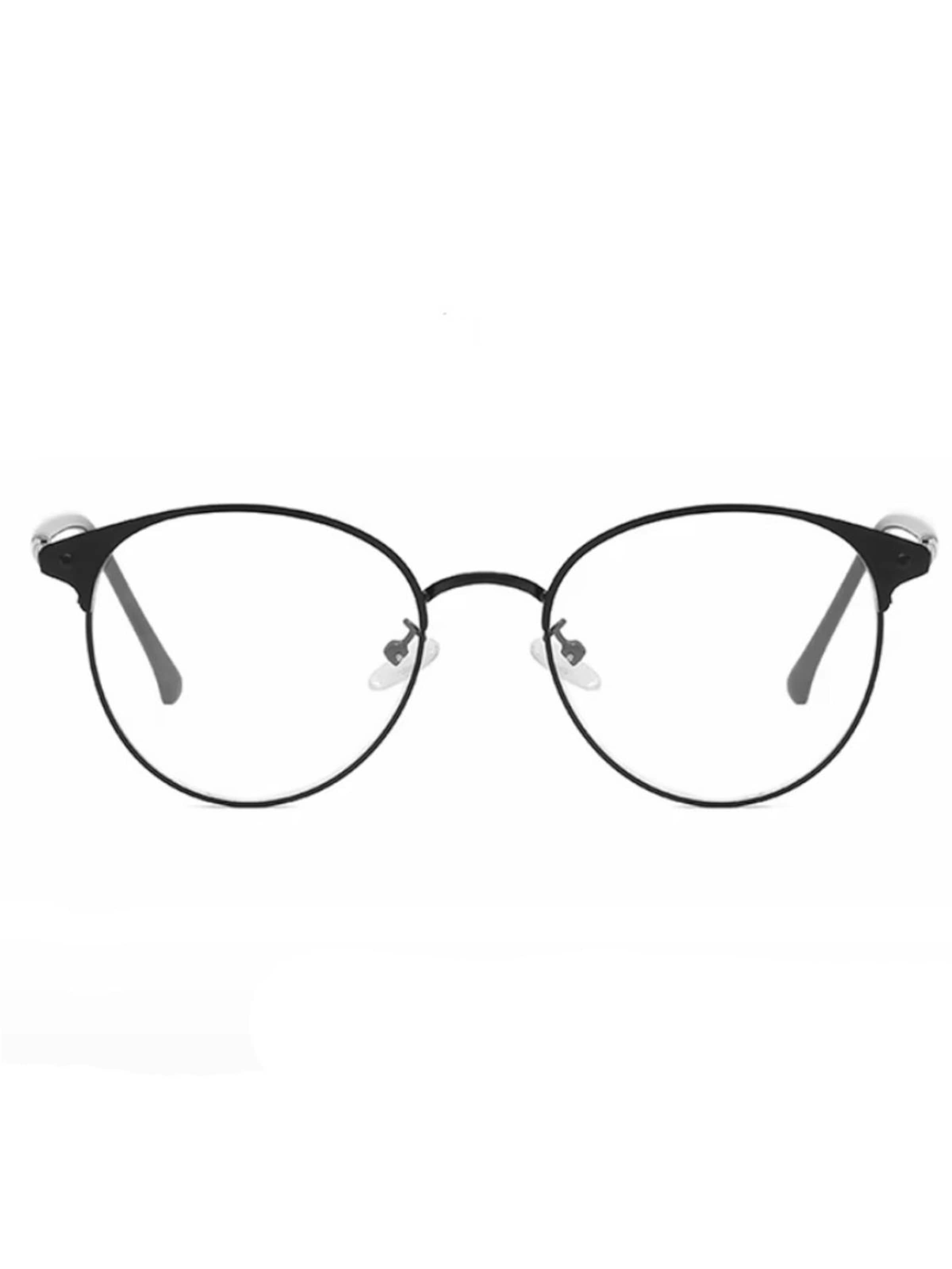 VEYREY Sunglasses 'VeyRey Blaulicht blockierende Brille Gouro Oválné Klar gläser Schwarz' in Black: front