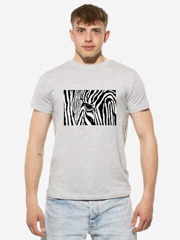 T-Shirt 'Black & White Zebra Eye' Cotton Prime en gris : devant