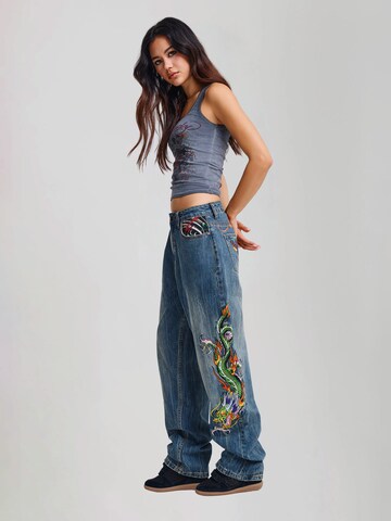 Ed Hardy Loose fit Jeans 'Kriechender Drache' in Blue