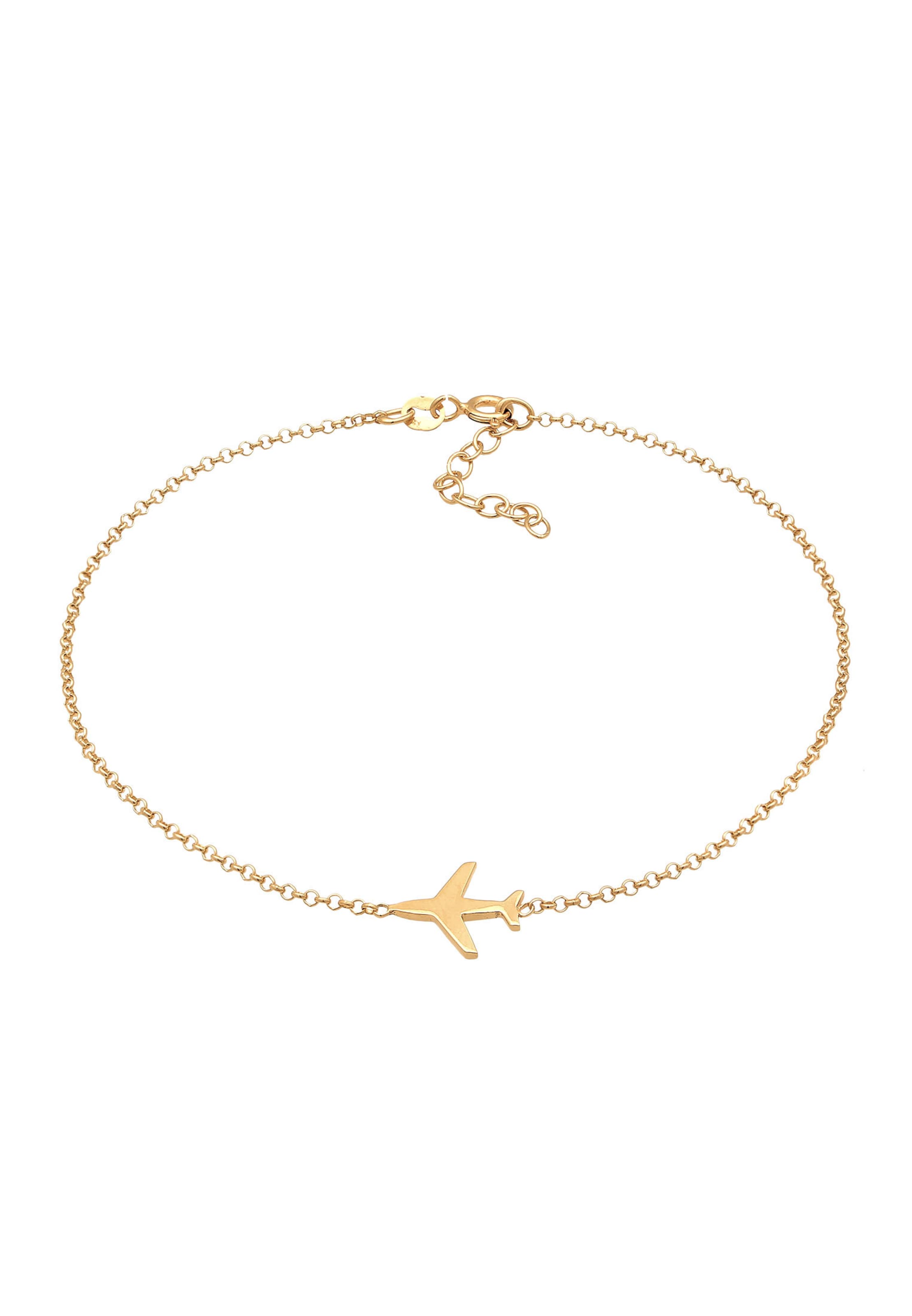 ELLI Fußschmuck 'Flugzeug' in Gold: Vorderseite