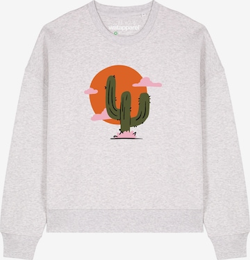 Watapparel Sweatshirt 'Kaktus im Sonnenuntergang' in Grijs: voorkant