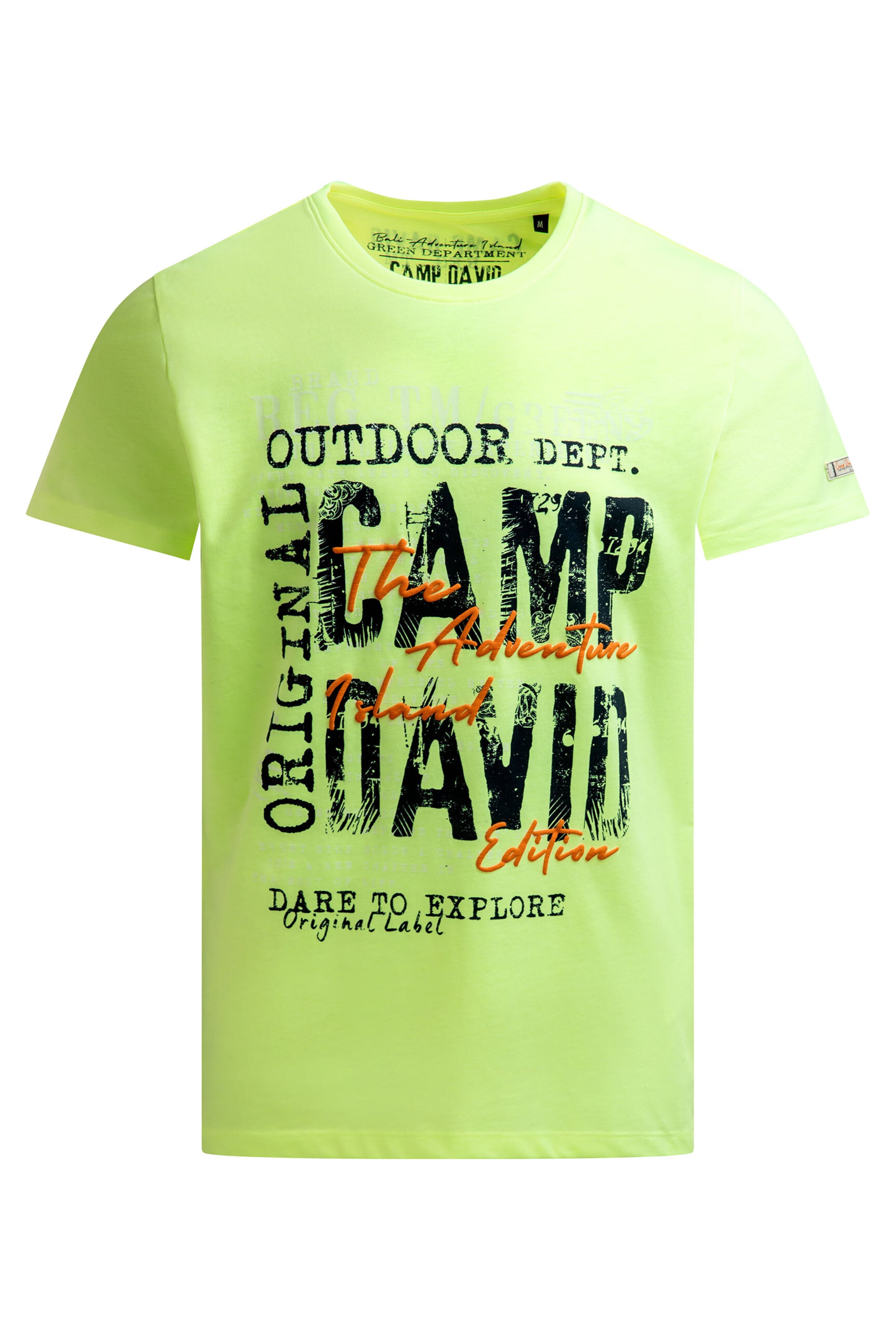 CAMP DAVID T-Shirt Rundhals mit Logo Prints in Gelb: Vorderseite