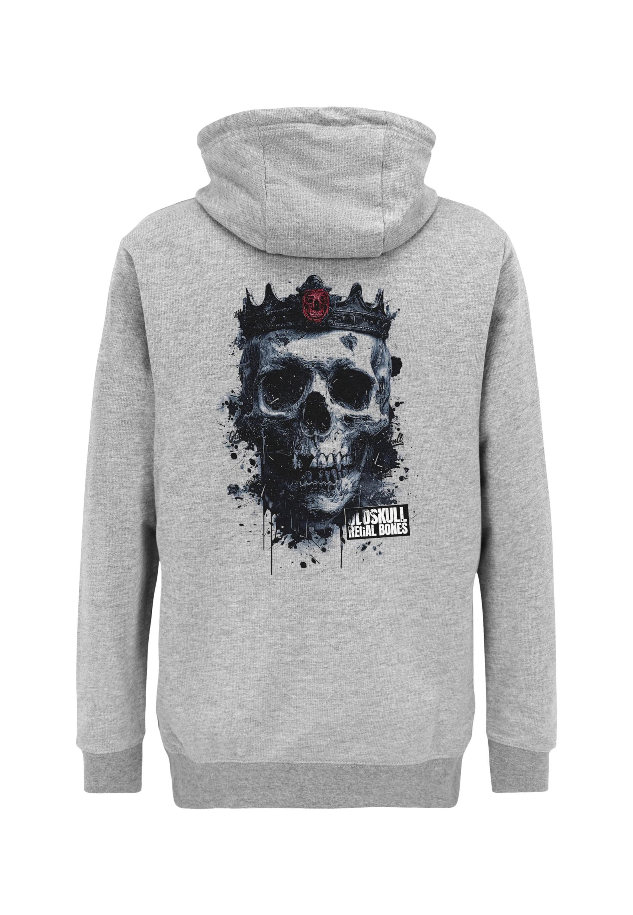 Oldskull Kapuzensweater 'Xtreme Royal Skull Graphic' in Grau: Vorderseite