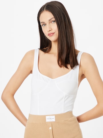 Calvin Klein Jeans Rövid body - fehér: elől