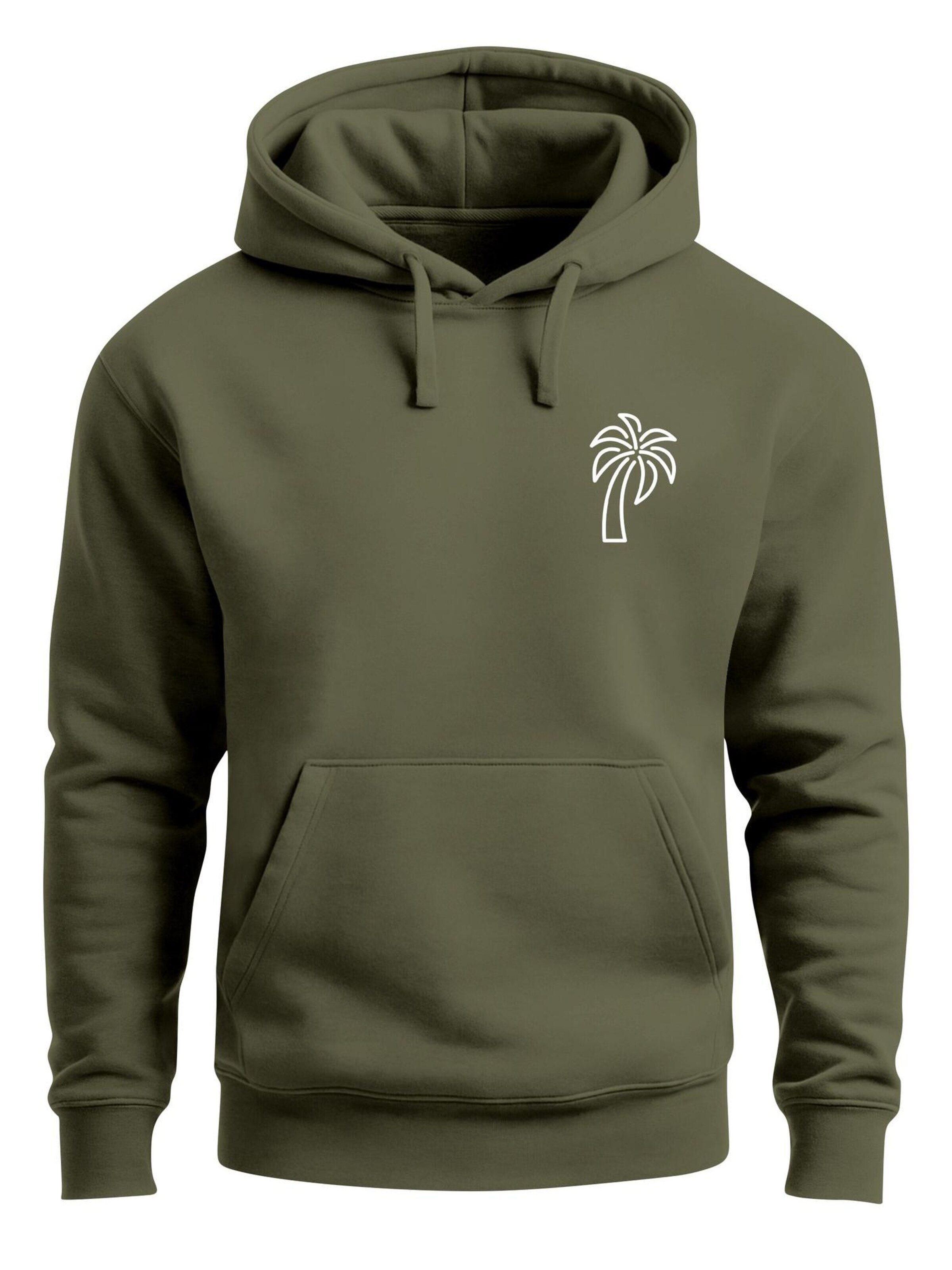 Neverless Sweatshirt 'Palm Lineart Logo' in Green: front