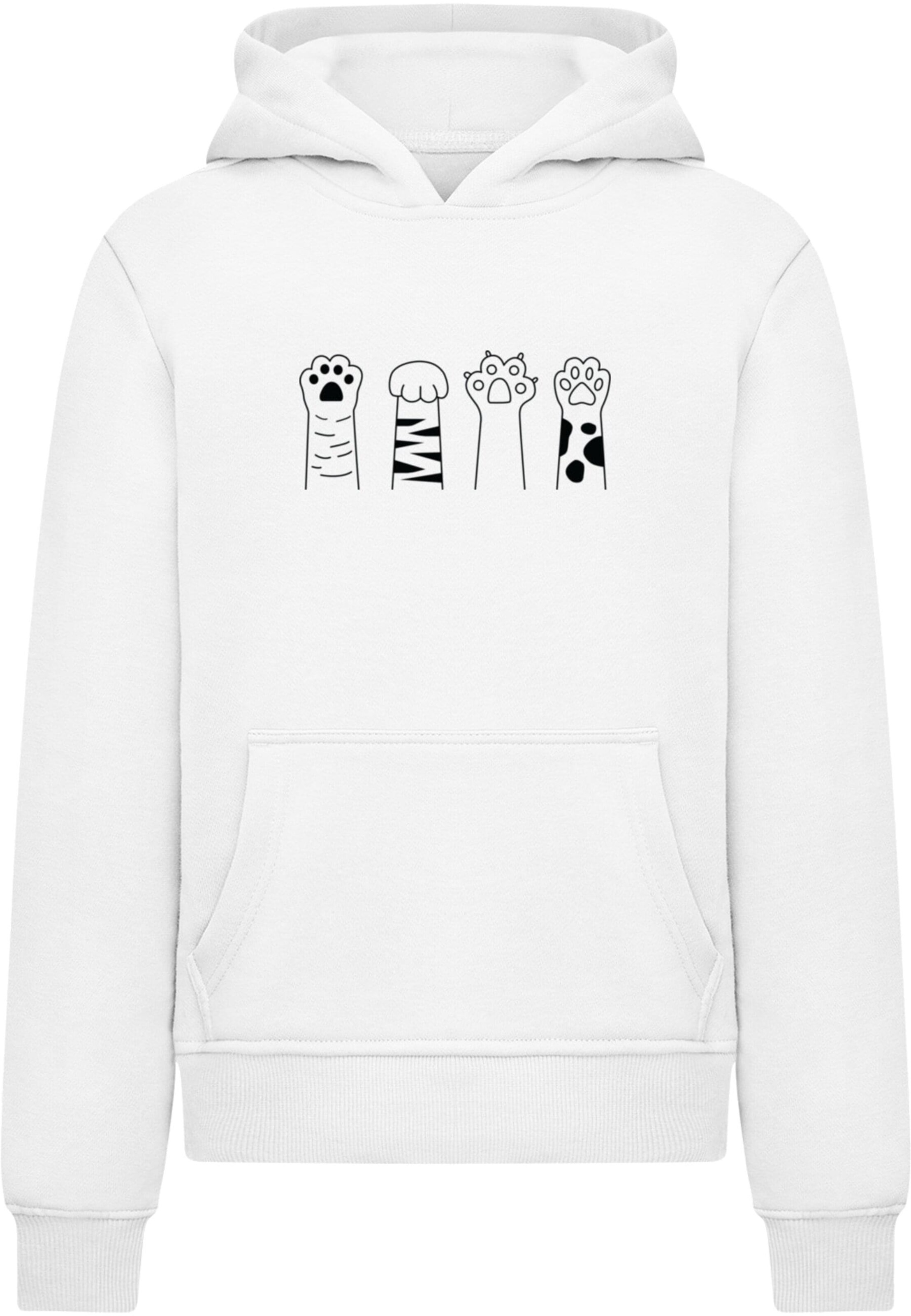 Merchcode Sweatshirt 'Cat Paws' in Weiß: Vorderseite