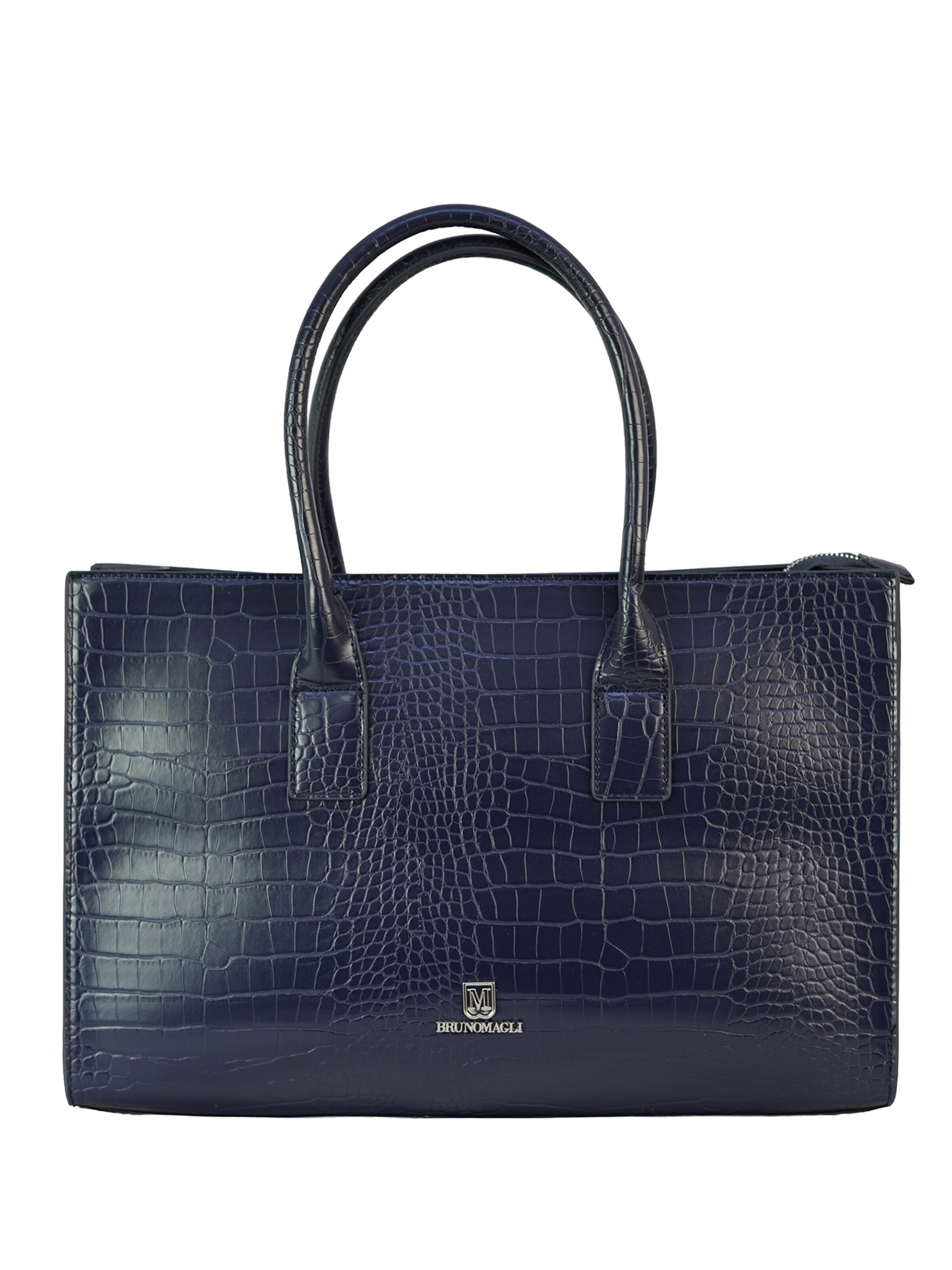 Shopper 'Borsa Shopper Elena Bruno Magli Eco-Pelle Coccodrillo Zip' di Bruno Magli in blu: frontale