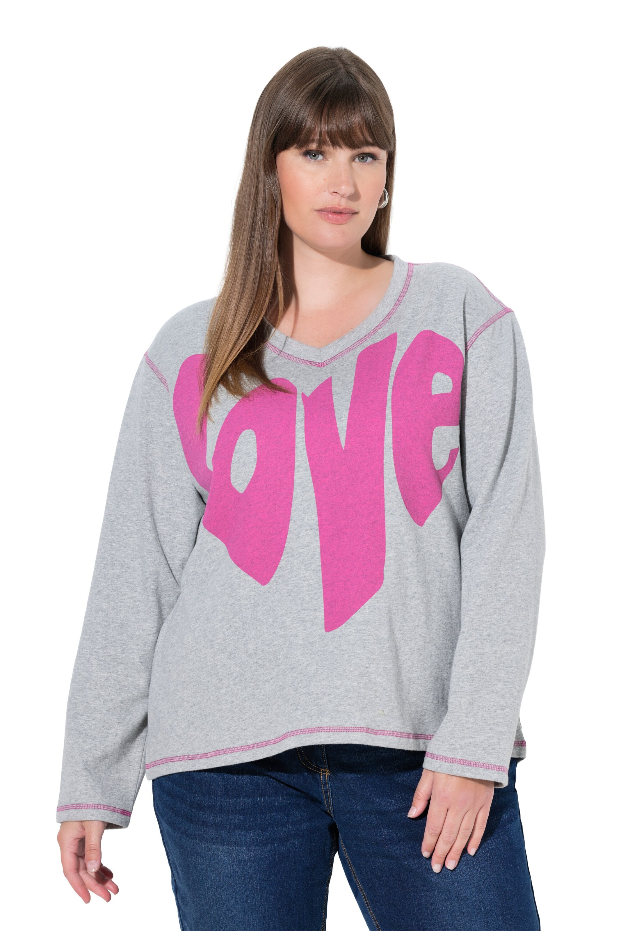 Ulla Popken Sweatshirt in Grijs: voorkant