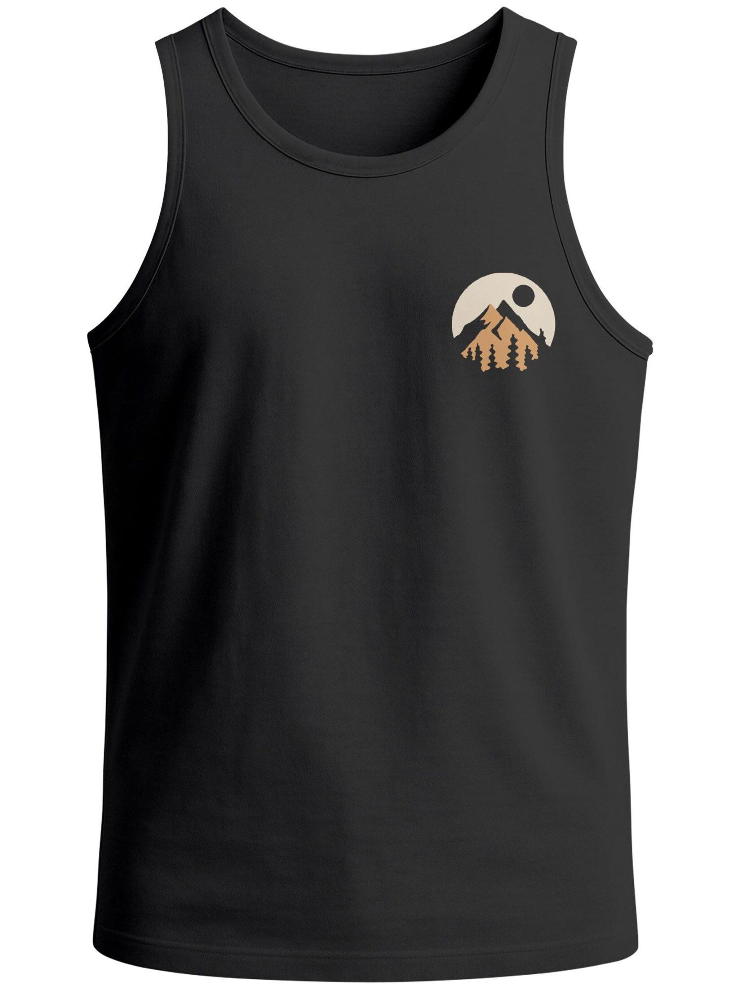 Neverless Shirt 'Mountain Scape' in Black: front