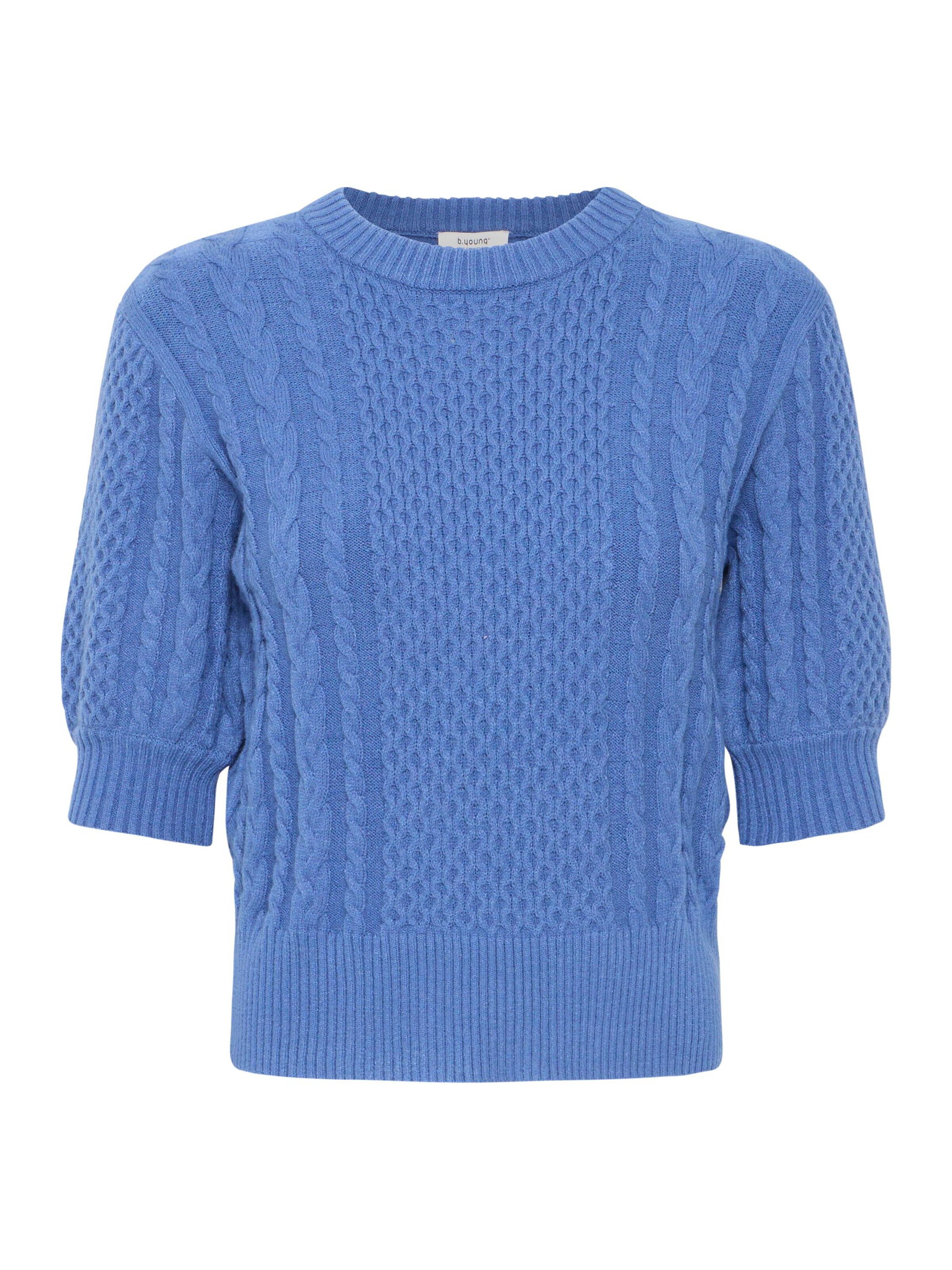 b.young Strickpullover 'NIBE JUMPER' in Blau: Vorderseite