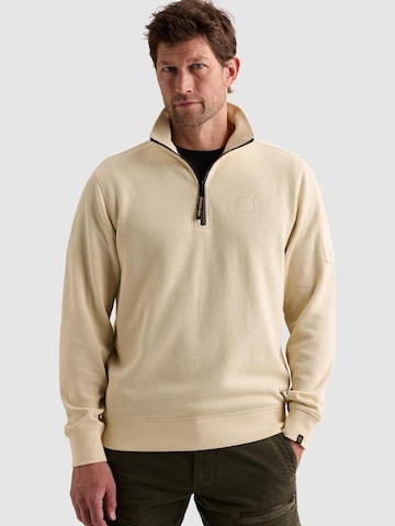 PME Legend Sweatshirt 'Sweatshirt with half-zip and flight pocket' in Beige: voorkant