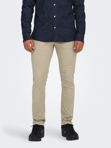 Only & Sons Slimfit Broek 'ONSLOOM' in Beige: voorkant