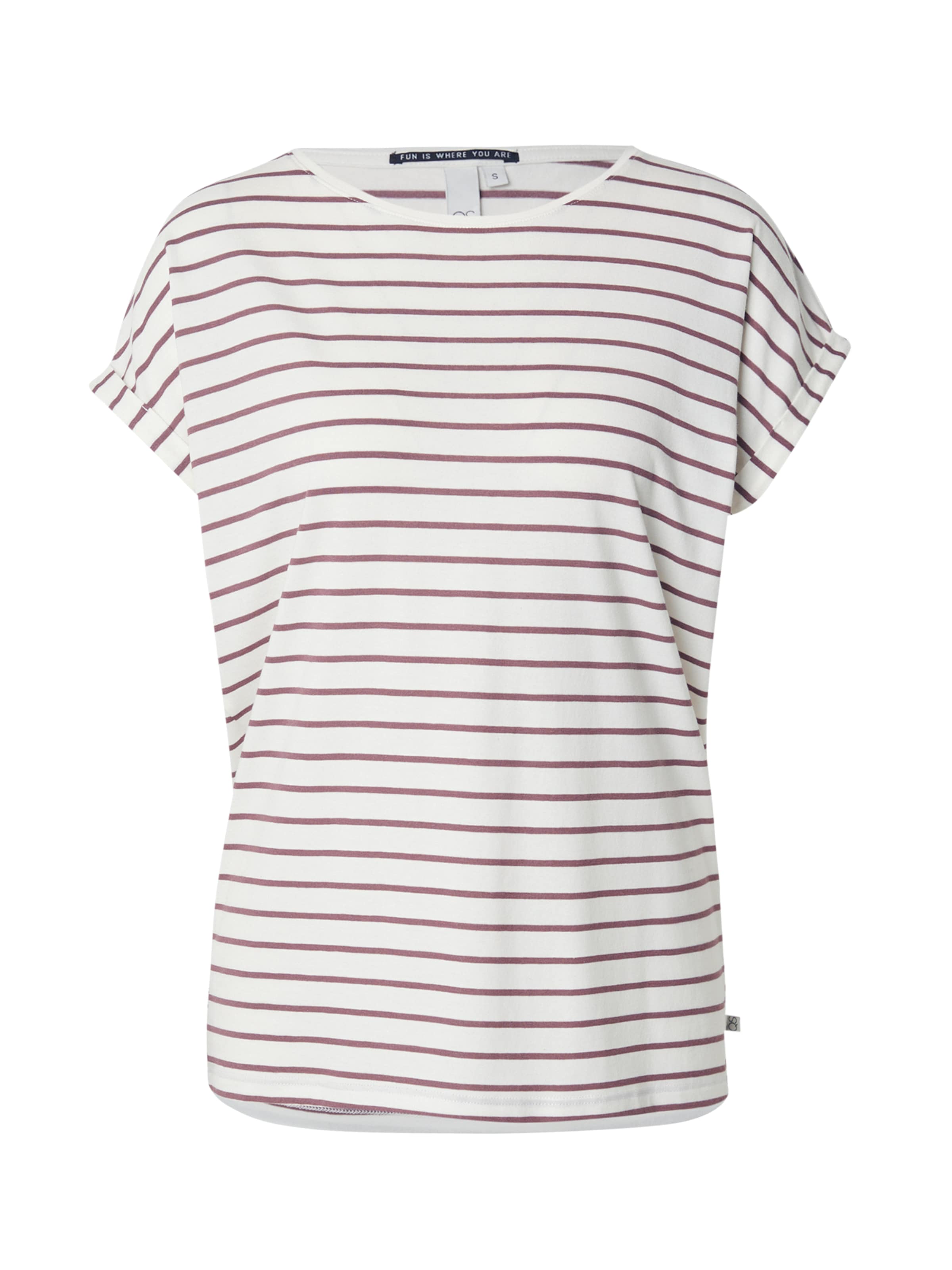 QS T-shirt en beige / aubergine, Vue avec produit