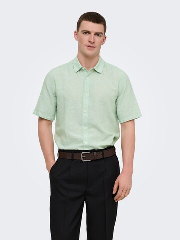 Only & Sons Slim fit Overhemd 'ONSCaiden' in Groen: voorkant