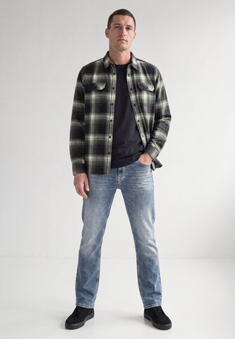 Street One MEN Regular Fit Langarm Hemd mit Karomuster in Schwarz