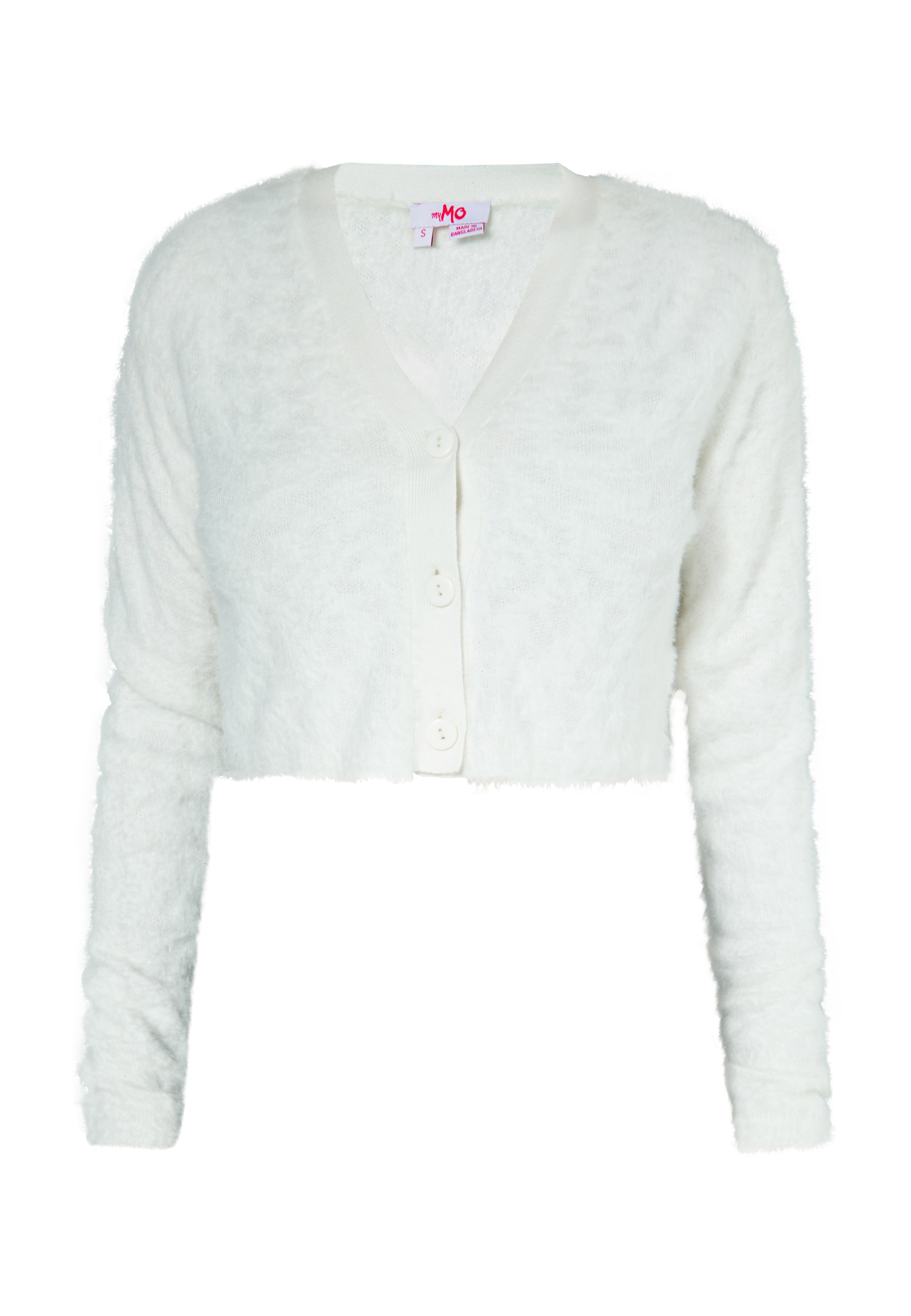 MYMO Πλεκτή ζακέτα σε λευκό: μπροστά