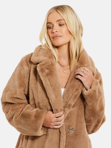 Threadbare Between-seasons coat 'Furry' in Brown