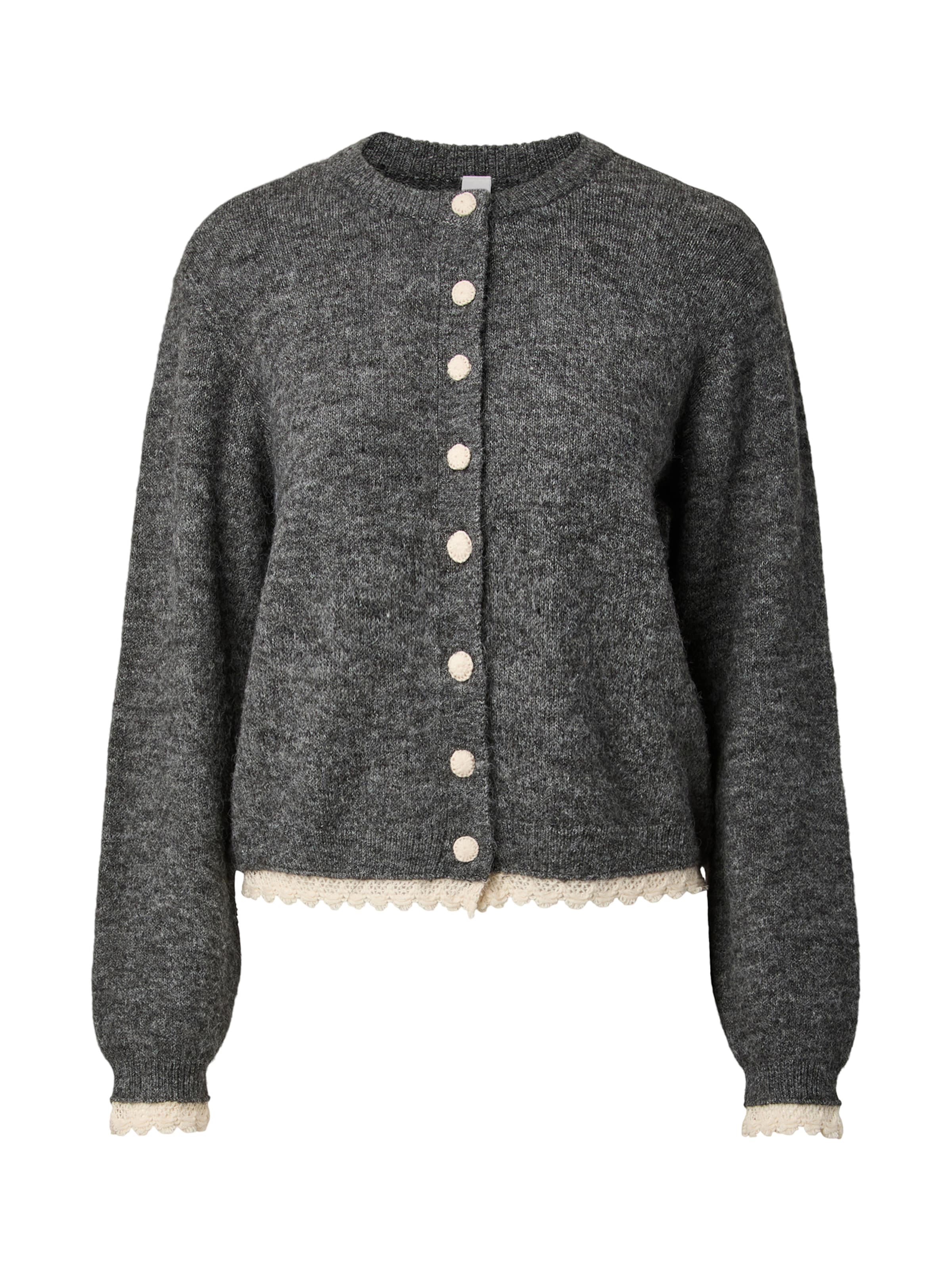 YAS Strickjacke 'YASMILLIE' in Grau: Vorderseite