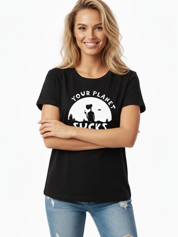 MAKAYA Shirt 'Your planet sucks' in Black