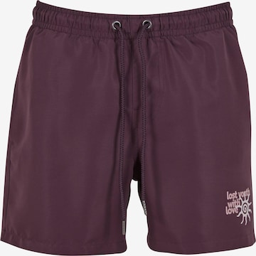 Lost Youth Normální Plavecké šortky 'With Love' – fialová: přední strana