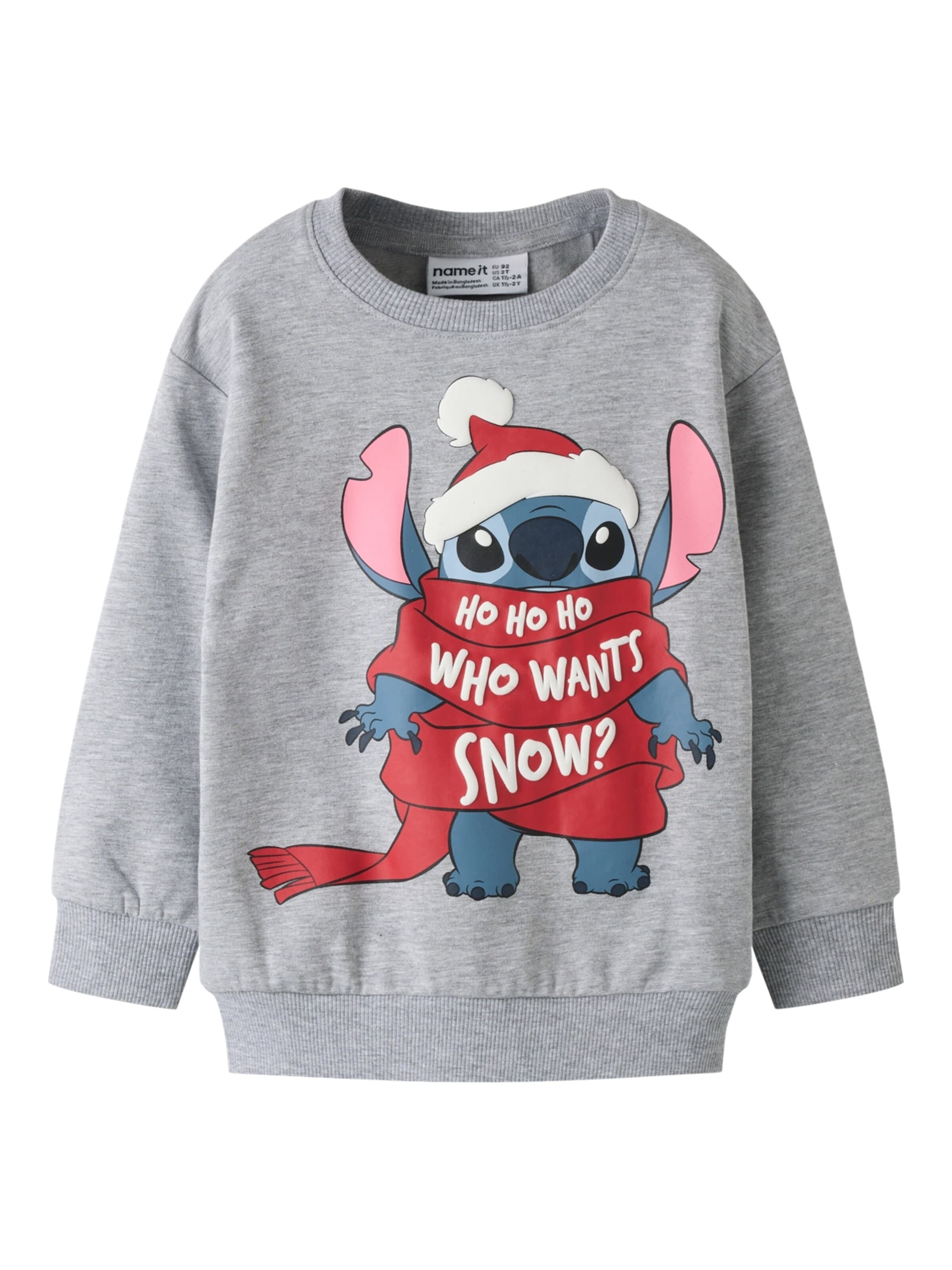 NAME IT Sweatshirt 'Stitch' i grå: forside