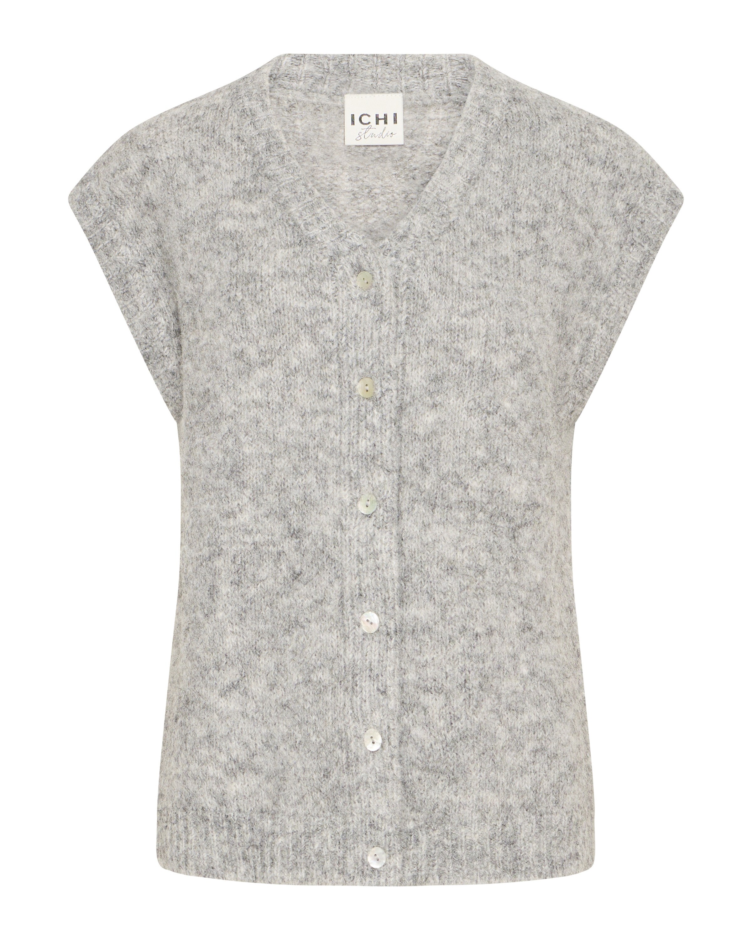 ICHI Gebreide bodywarmer 'IHBelablue' in Grijs: voorkant