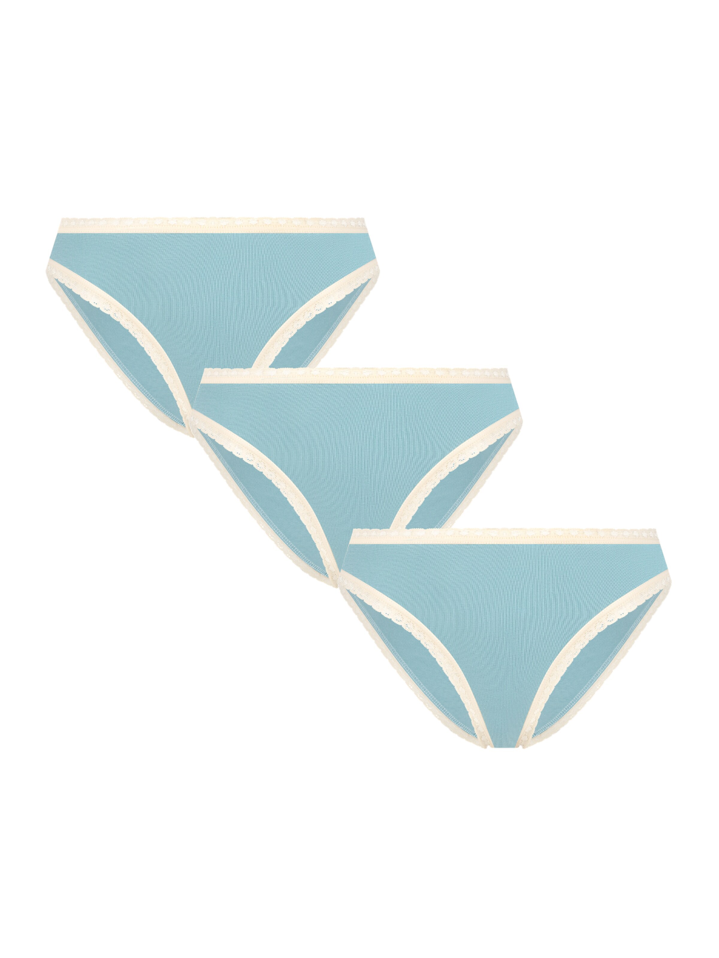 Albero Natur Panty 'Bio-Baumwoll-Slip mit Spitze – 3er Pack' in Blue: front