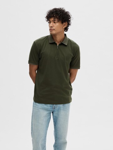 T-Shirt 'Fave' SELECTED HOMME en vert : devant