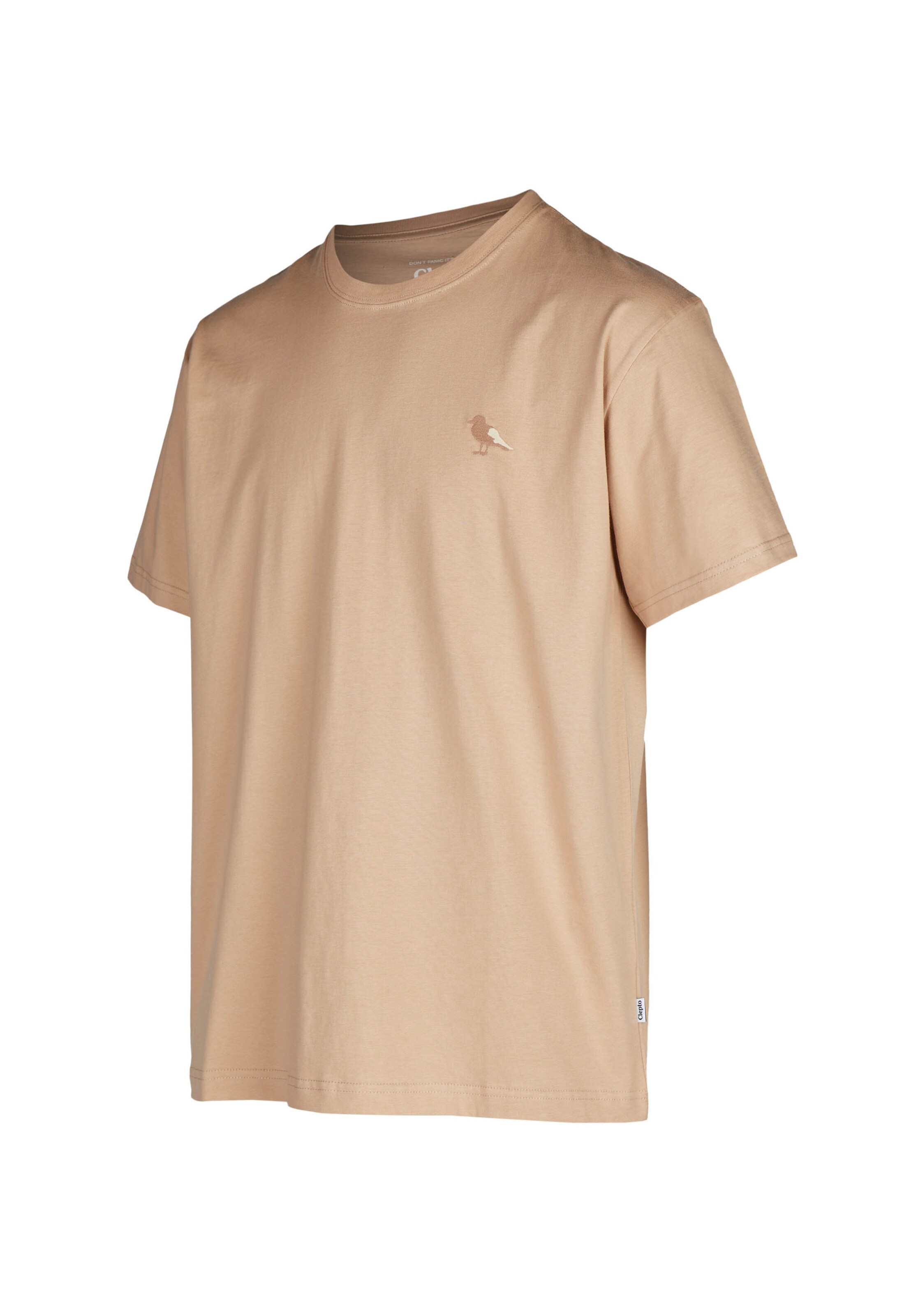 Cleptomanicx T-Shirt 'Embroidery Gull Mono' in Beige