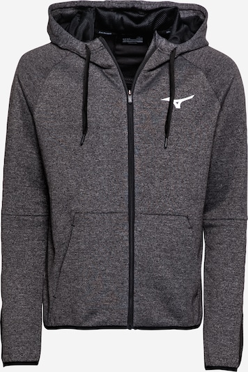 MIZUNO Sportsweatjacke in dunkelgrau / schwarz / weiß, Produktansicht