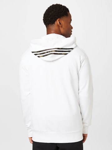 ADIDAS SPORTSWEAR Спортна жилетка с качулка 'Essentials French Terry 3-Stripes ' в бяло