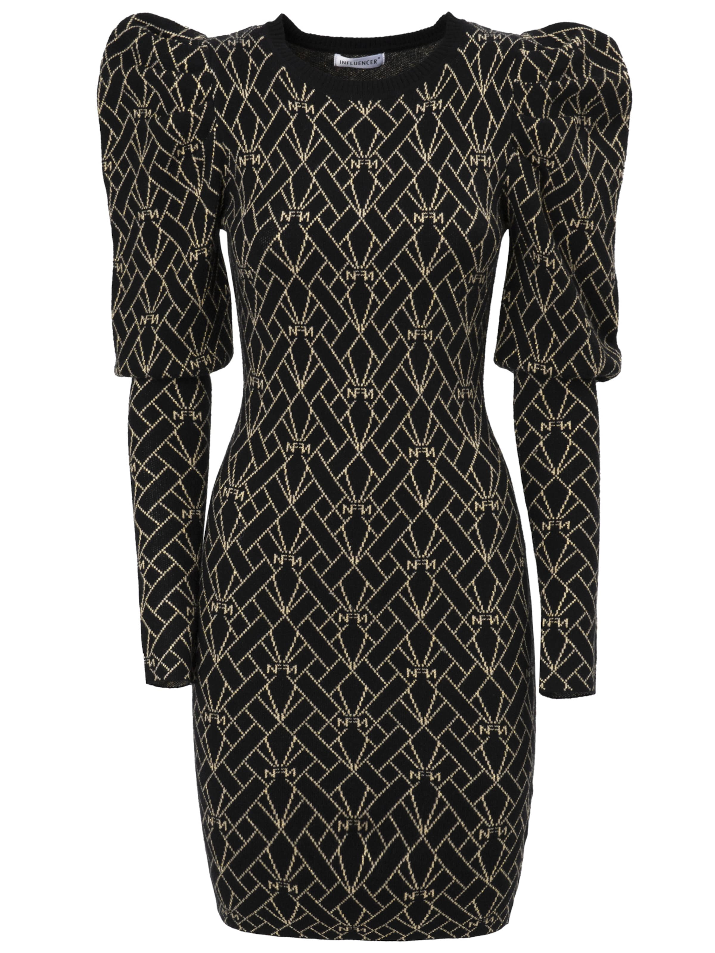 Influencer Strickkleid in Schwarz: Vorderseite