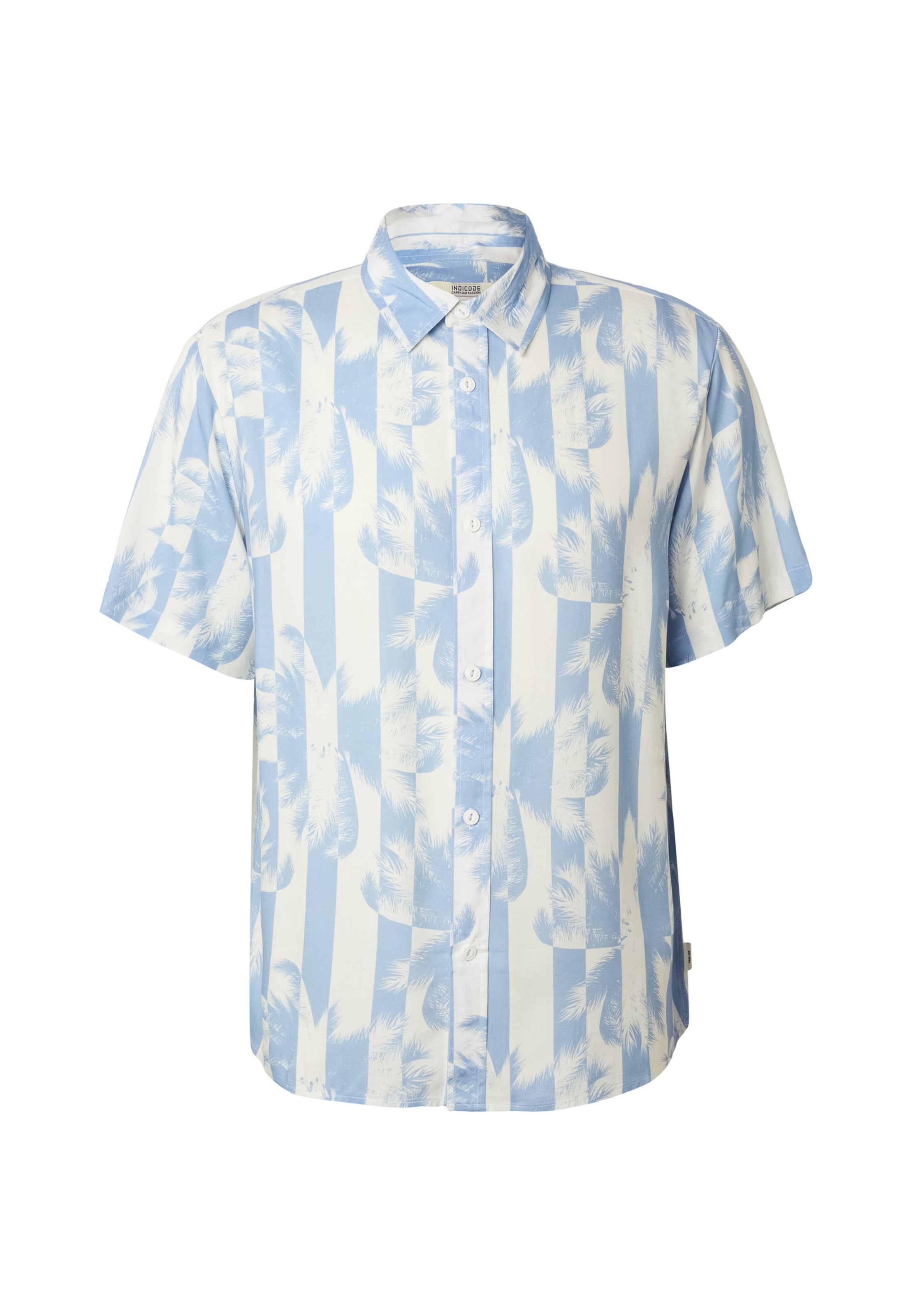 INDICODE JEANS - Regular Fit Camisa 'Blocks' em azul: frente