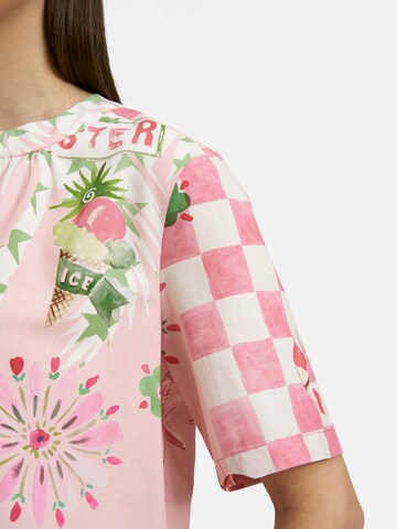 Smith&Soul Gemusterte Schlupfbluse Kurzarm in Pink