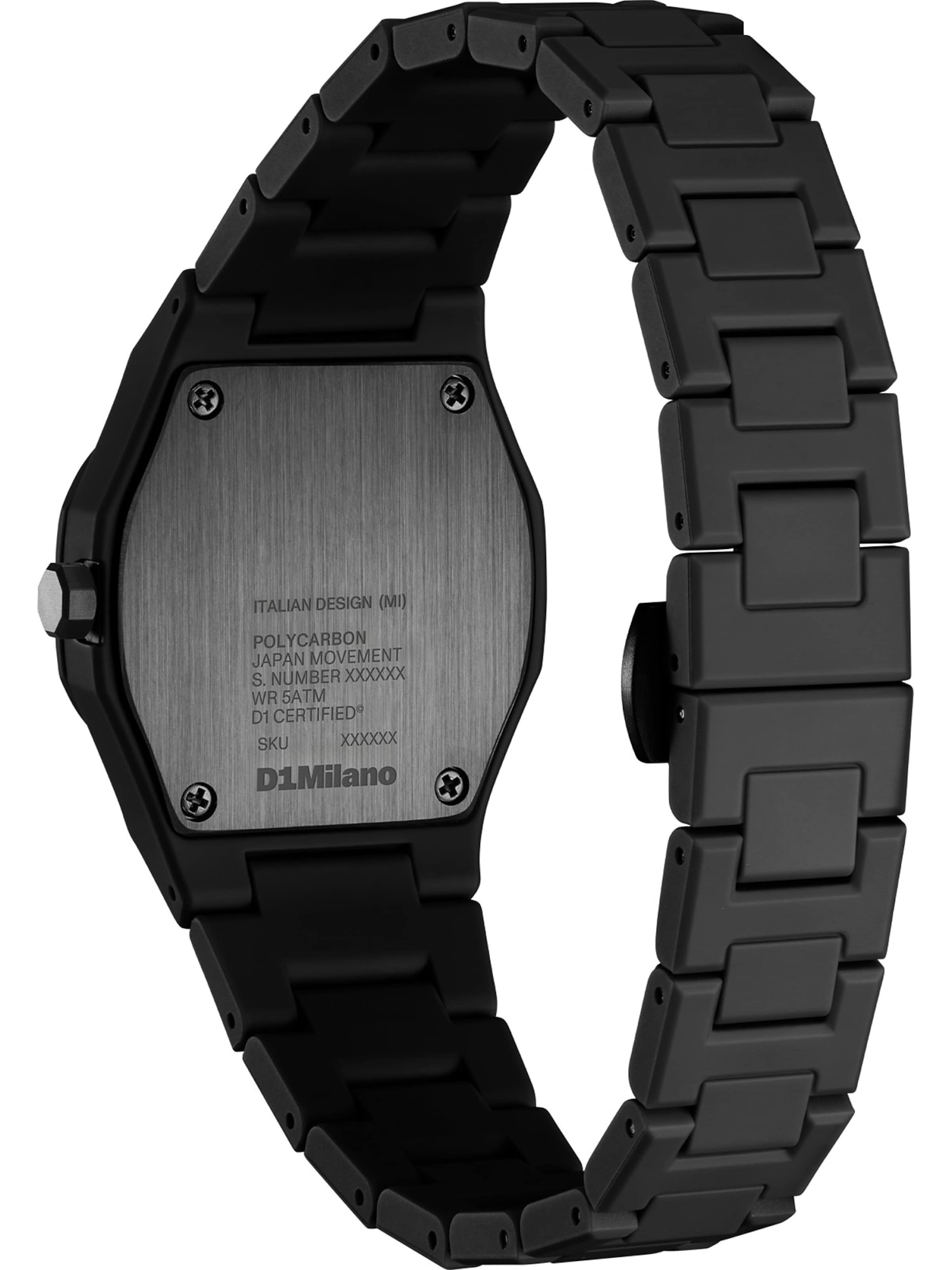 D1 Milano Analoguhr in Schwarz
