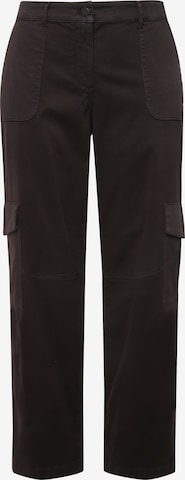 Ulla Popken Regular Cargo Pants in Black: front