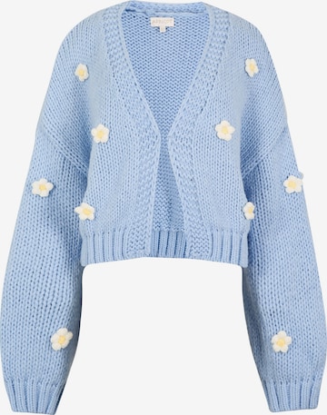 Cardigan 'Applique Daisies Chunky' Apricot en bleu : devant