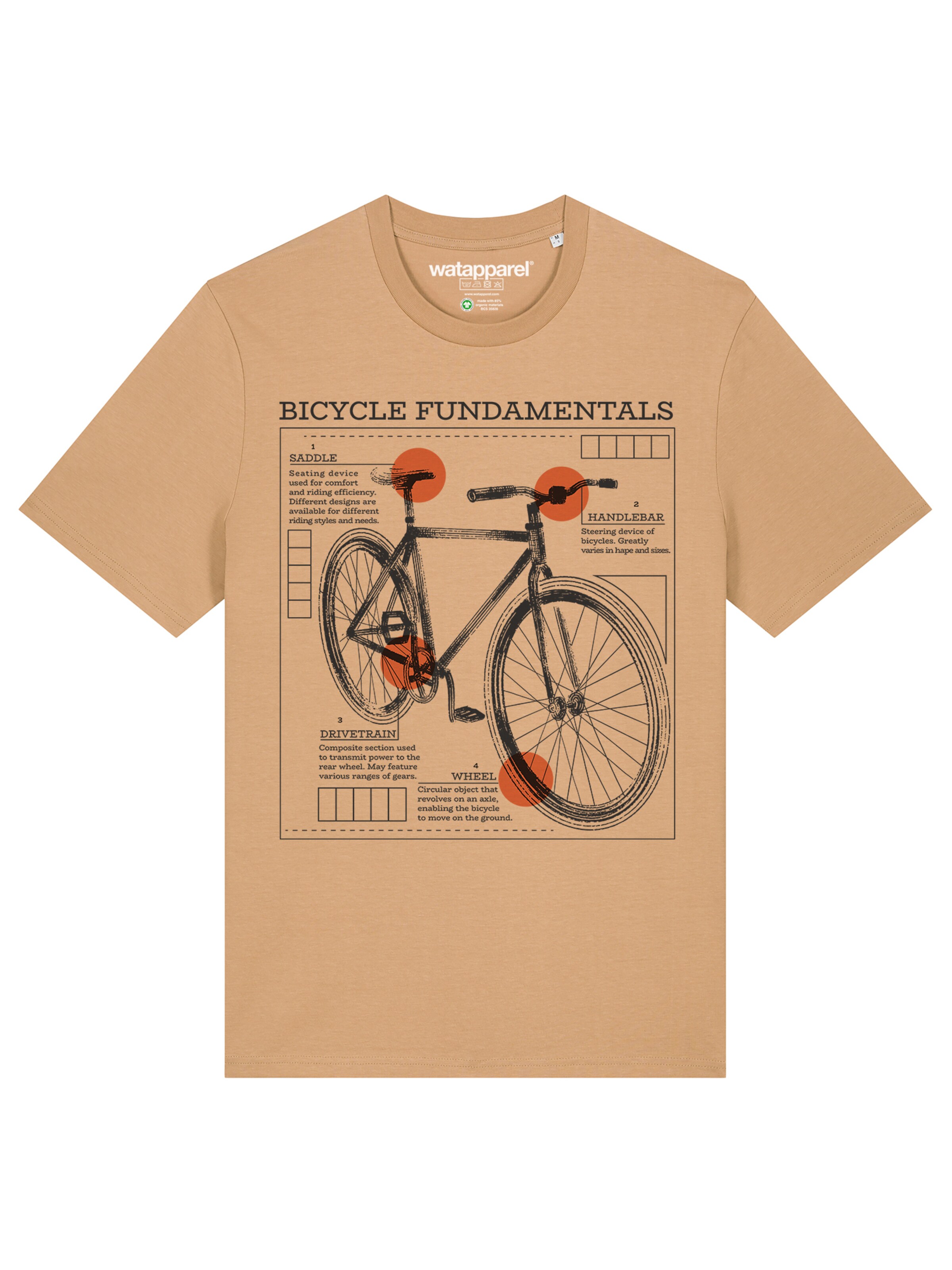 Watapparel T-Shirt 'Fahrrad Grundlagen' in Beige: Vorderseite