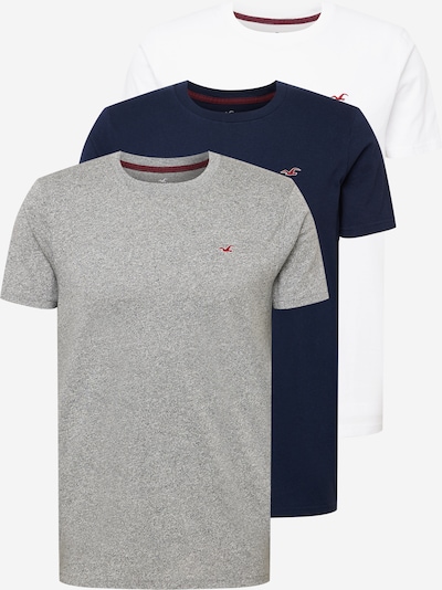 HOLLISTER T-Shirt in navy / graumeliert / kirschrot / weiß, Produktansicht