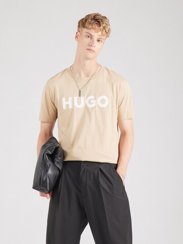 HUGO Μπλουζάκι 'Dulivio' σε μπεζ: μπροστά