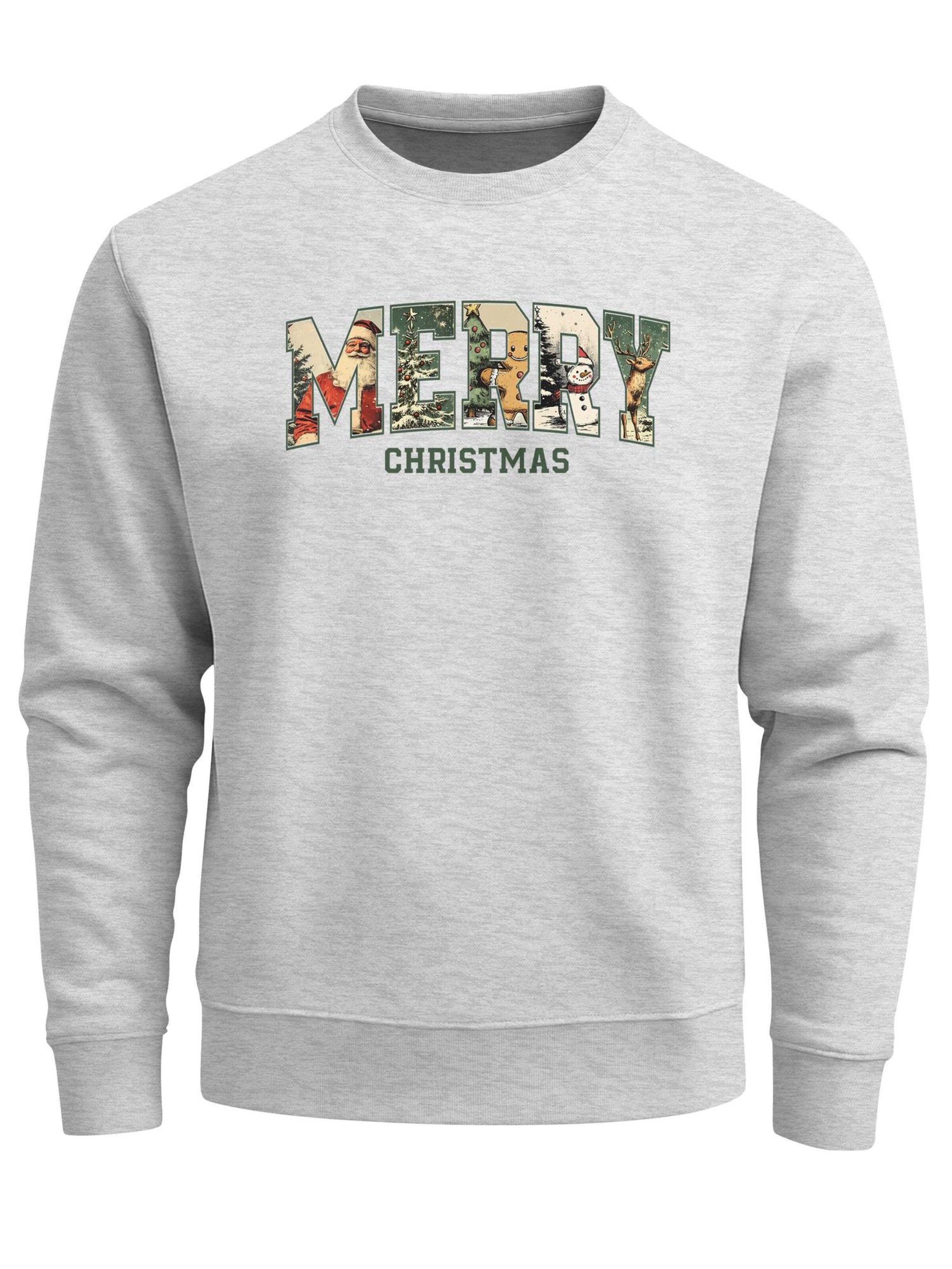 Neverless Sweatshirt 'Merry Christmas' in Grey: front