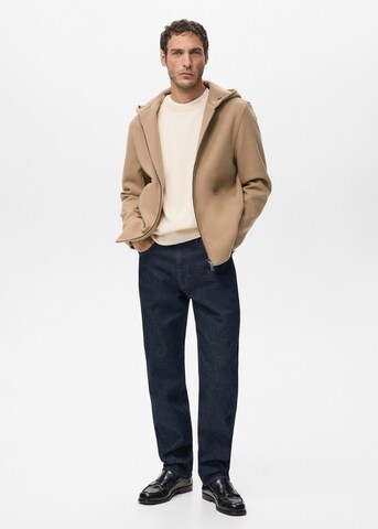 MANGO MAN Fleece Jacket 'Ted' in Beige