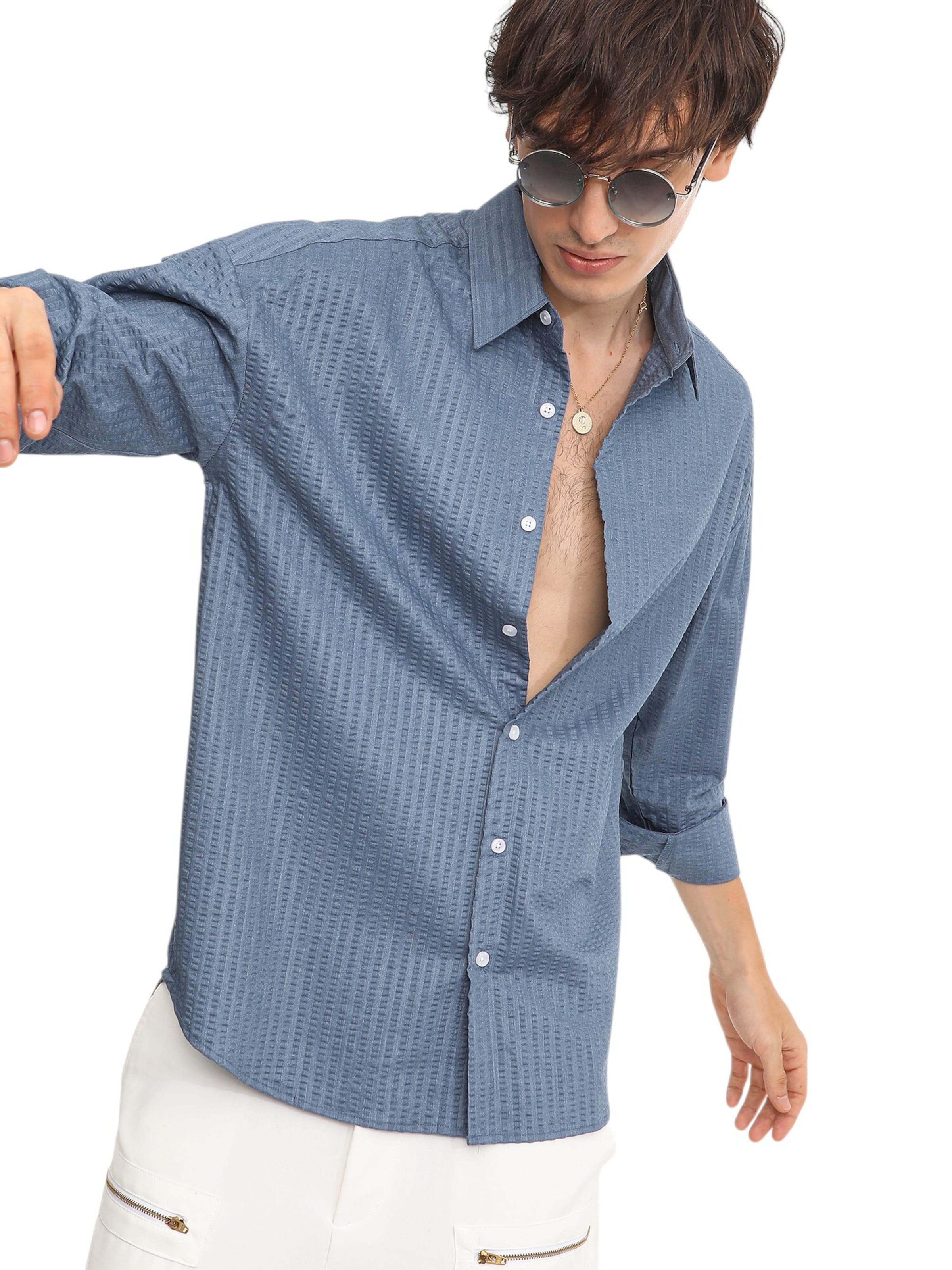 Campus Sutra Regular fit Button Up Shirt 'Tetty' in Blue