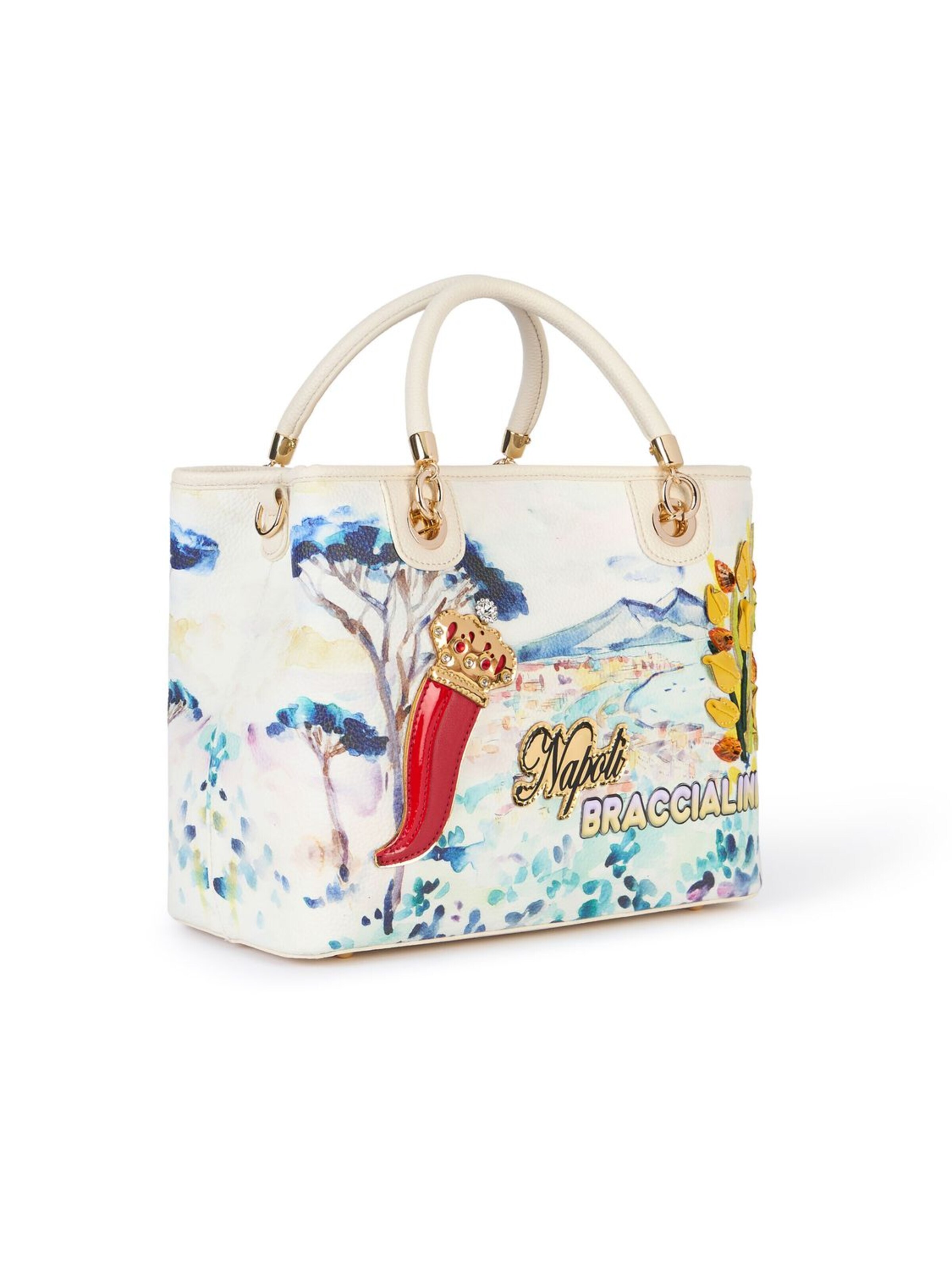 Borsa a mano 'Cartoline Napoli' di Braccialini in colori misti