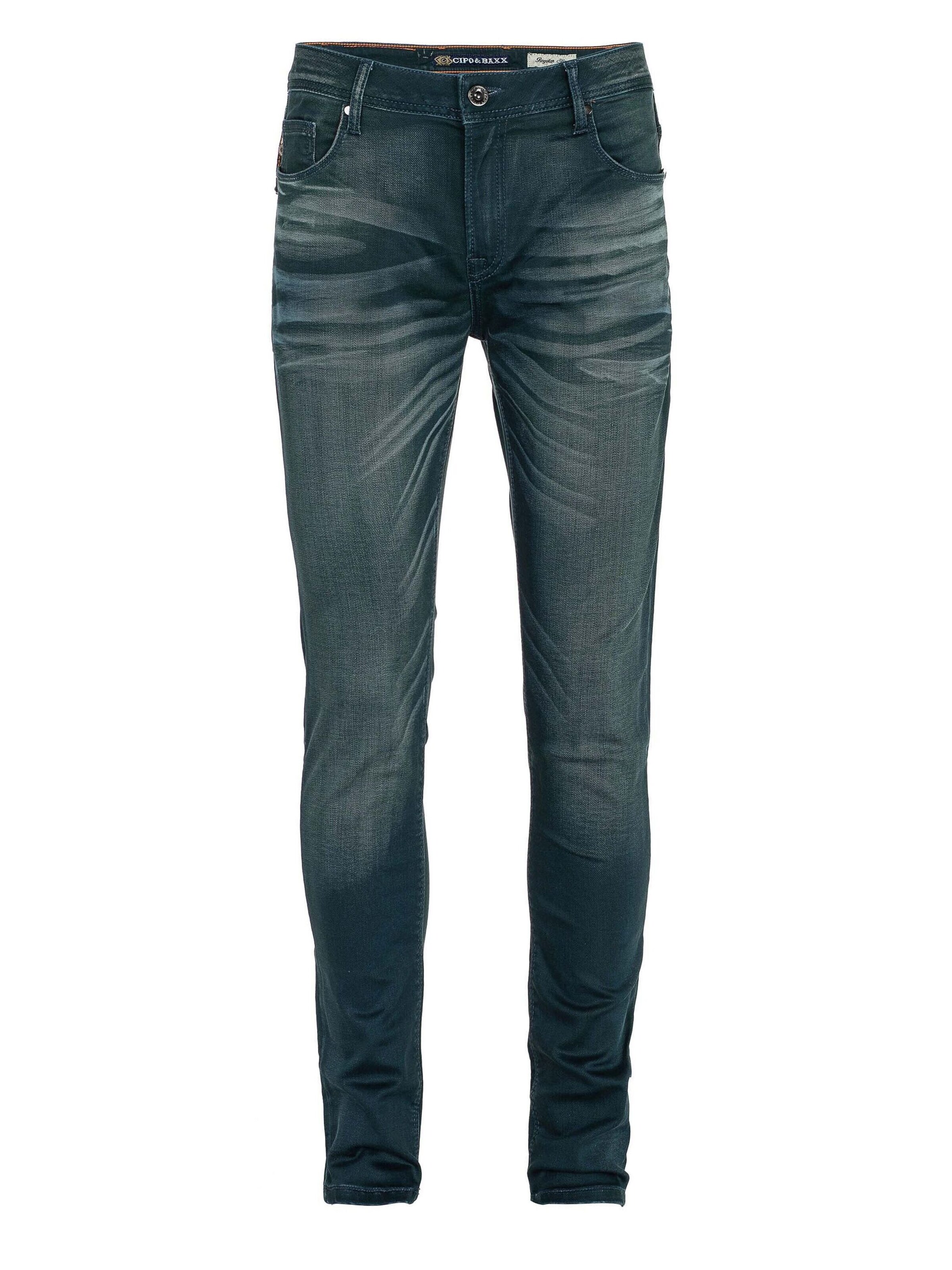 CIPO & BAXX Slimfit Jeans in Groen: voorkant