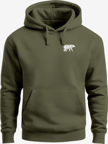 Neverless Sweatshirt 'Bär Lineart Polygon' in Grün: Vorderseite
