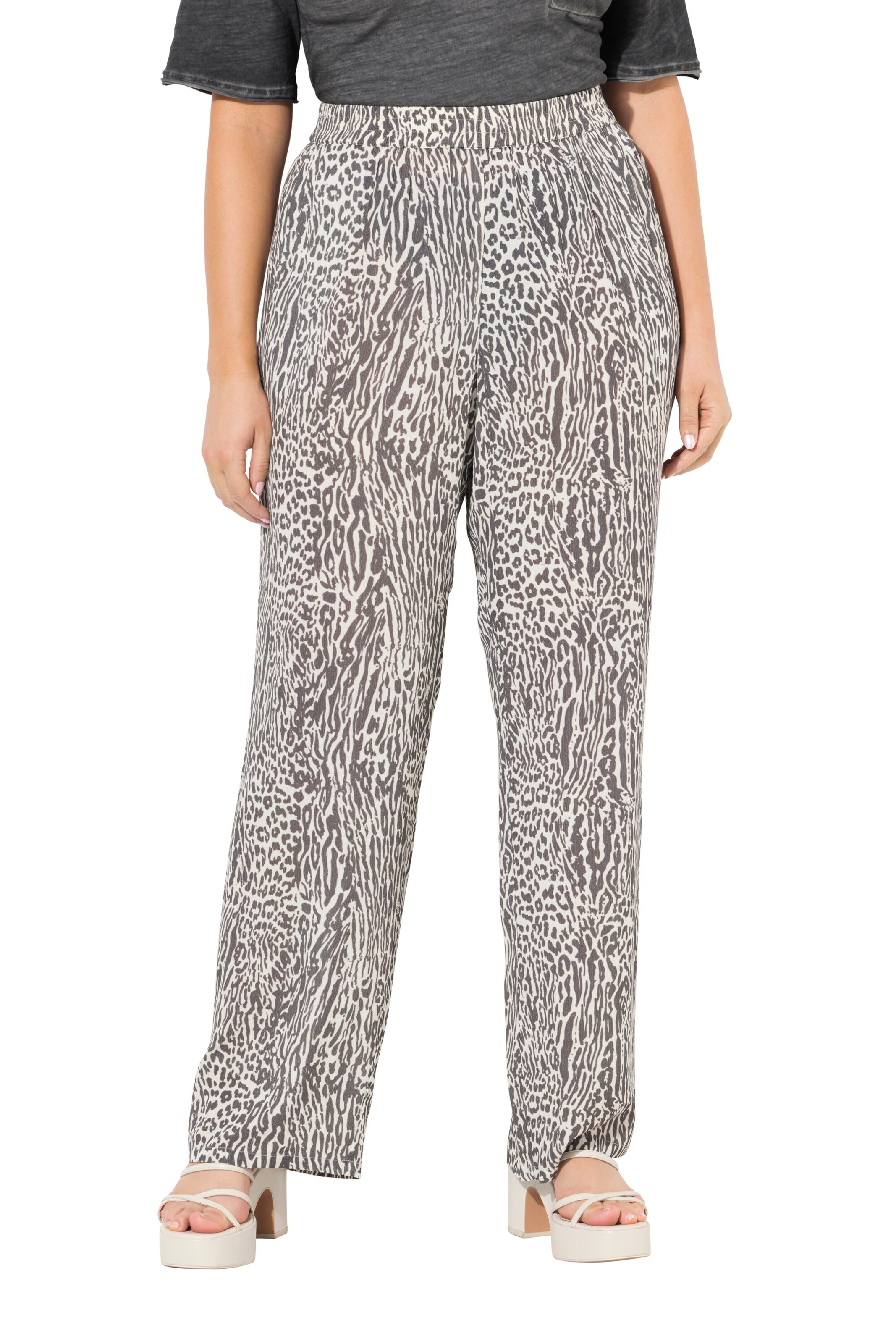 Ulla Popken Wide Leg Hose in Weiß: Vorderseite